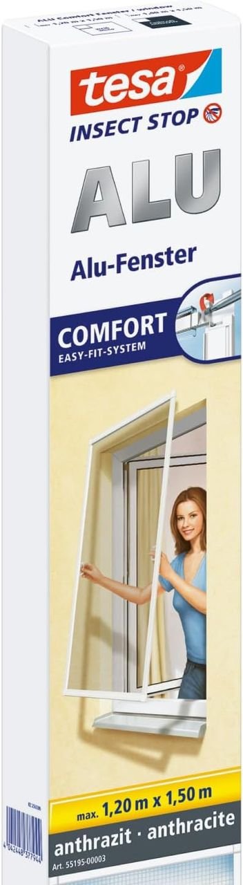 Fliegengitter ALU Comfort Fenster anthrazit ca. 1,2m x 1,5m
