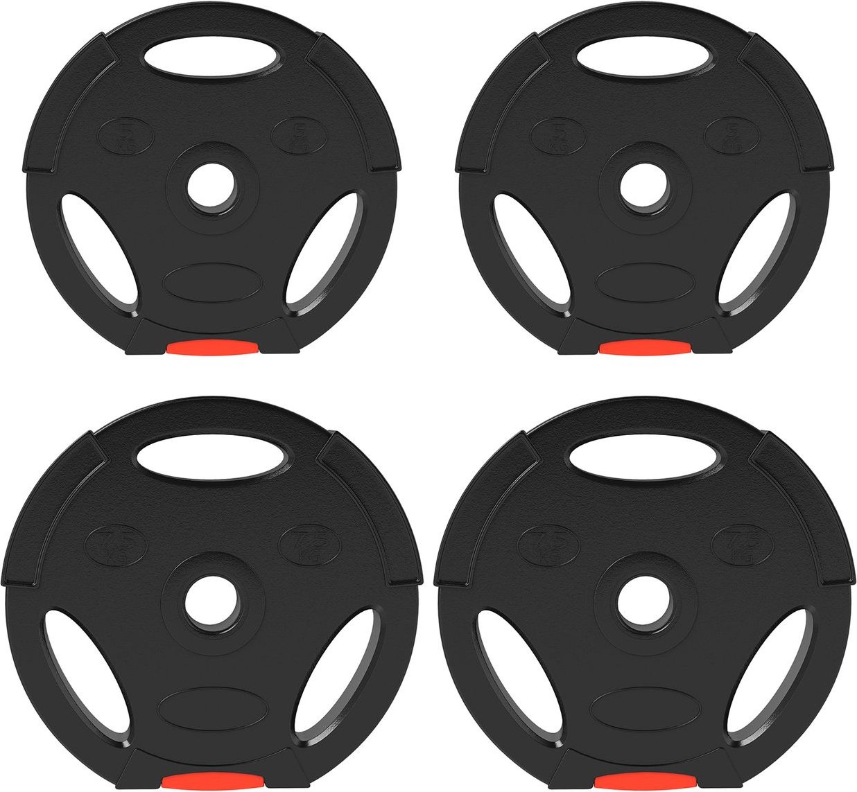 4er-Set Hantelgewichte, 2 x 5 kg/7,5kg Gewichte, Hantelscheiben-Set, Schwarz