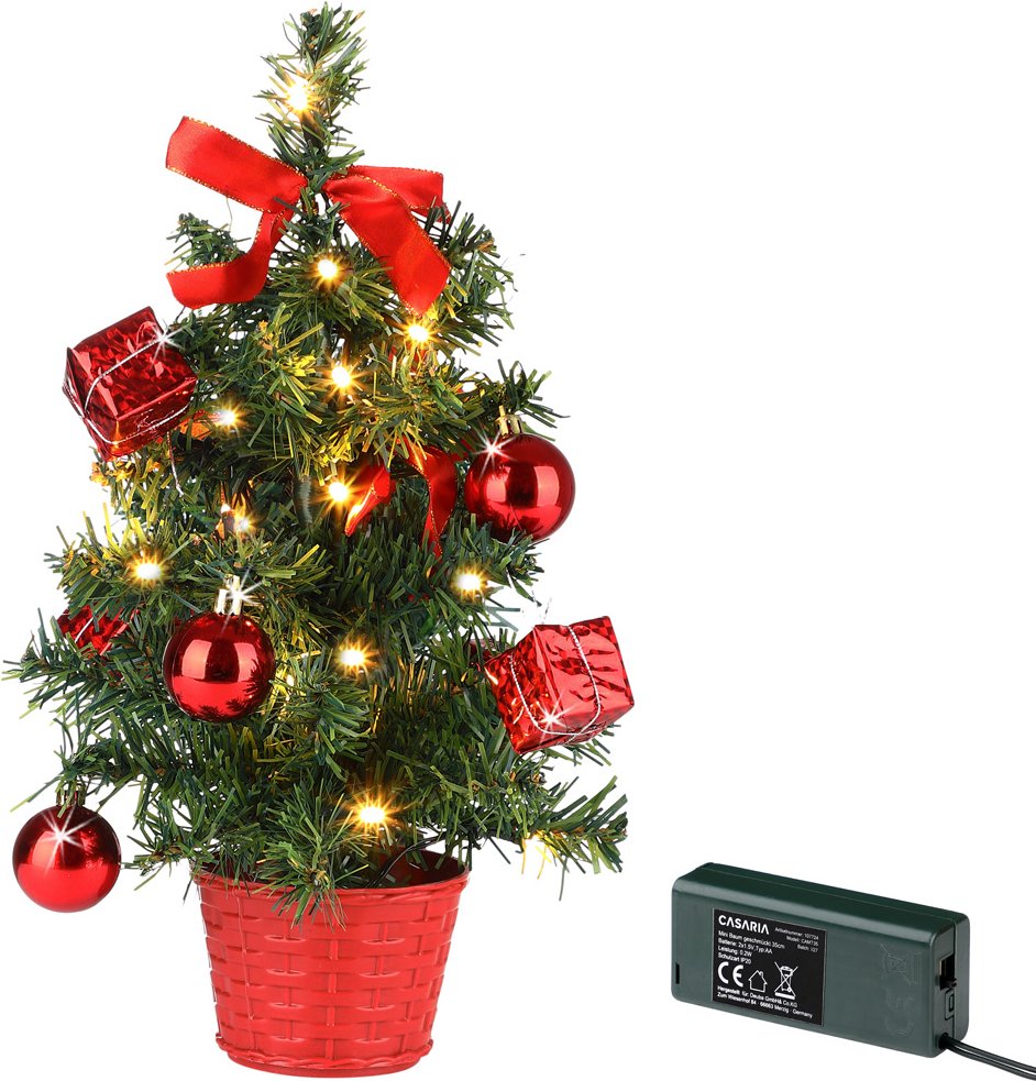Casaria Tannenbaum Weihnachten Rot 36cm Timer