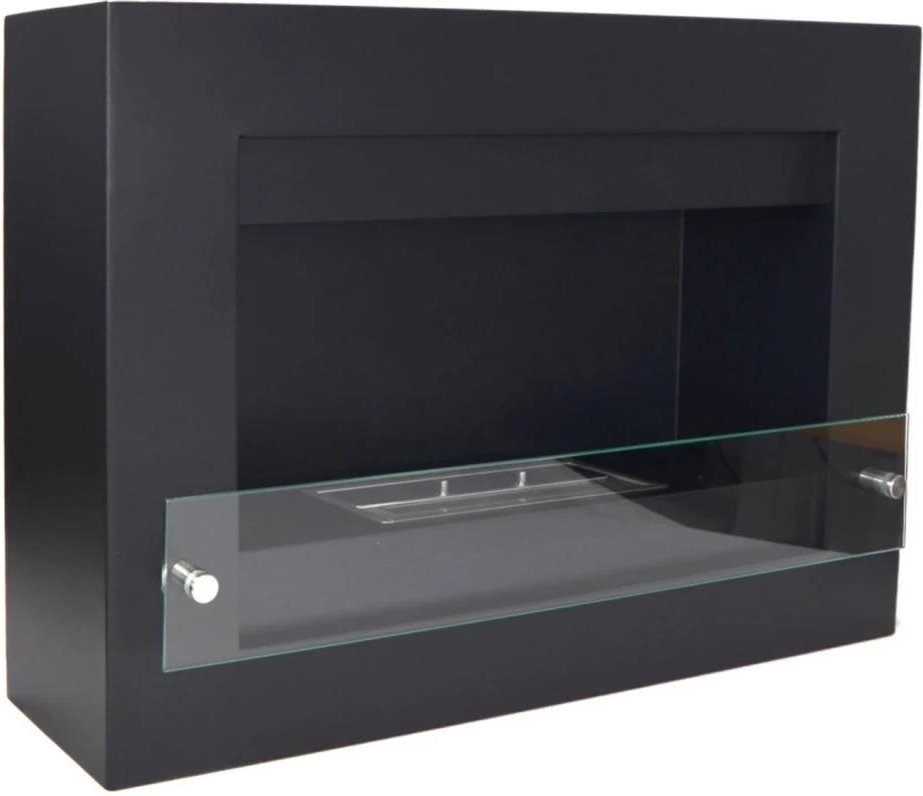 Nebraska Ethanol Wandkamin, Schwarz, 78 cm Breite, Bioethanol, 1,5 kW