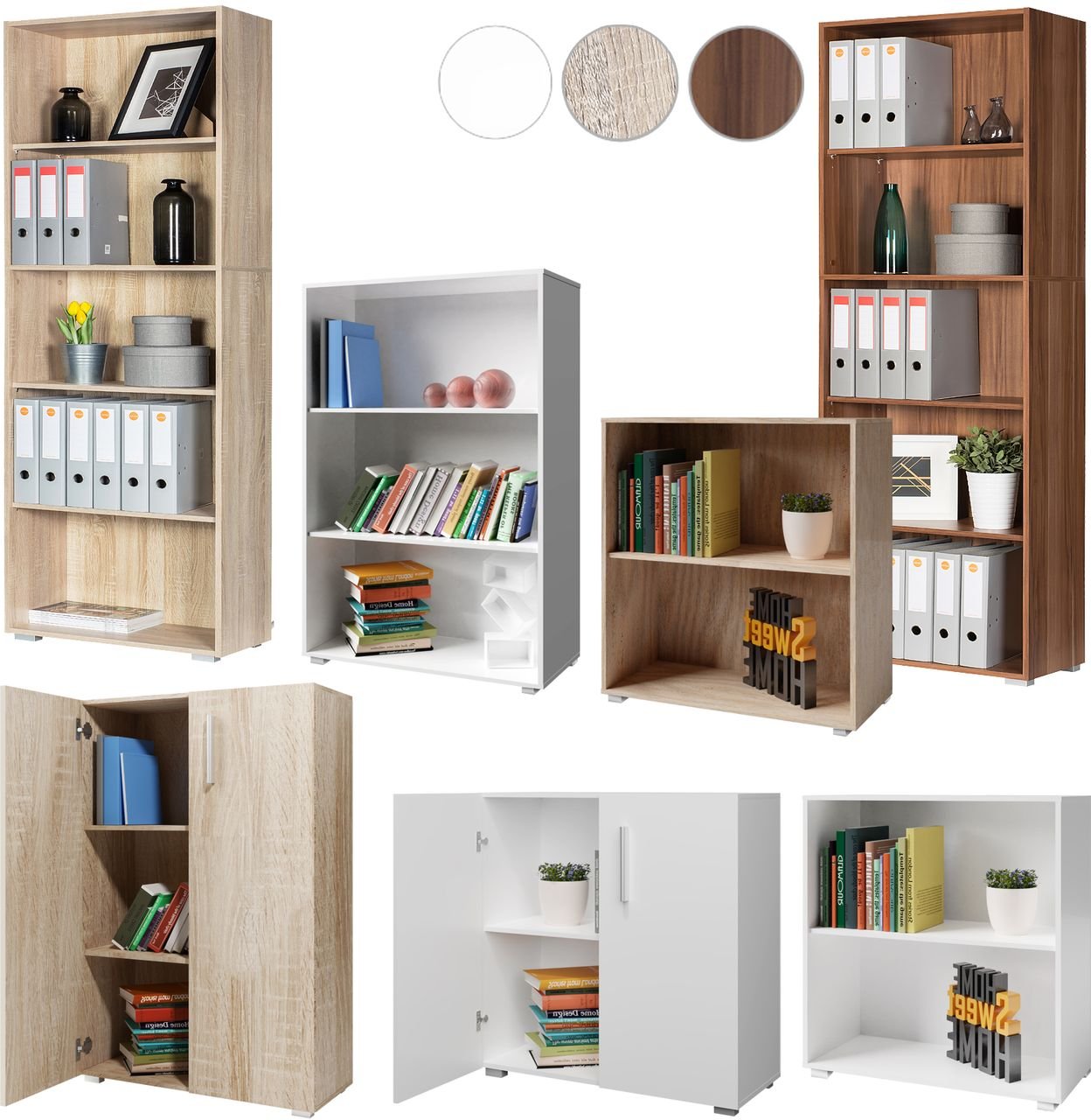 Casaria Standregal Vela Eiche 5 Fächer 190 x 60 x 31cm braun