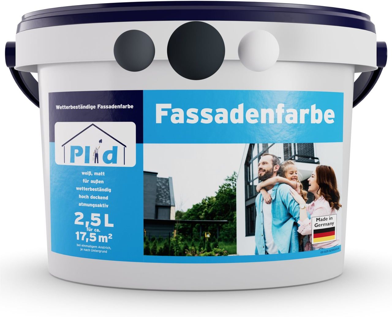 Fassadenfarbe Anthrazitgrau 2,5l , für ca. 17,5m² / Außenfarbe, Mauerfarbe, Hausfarbe