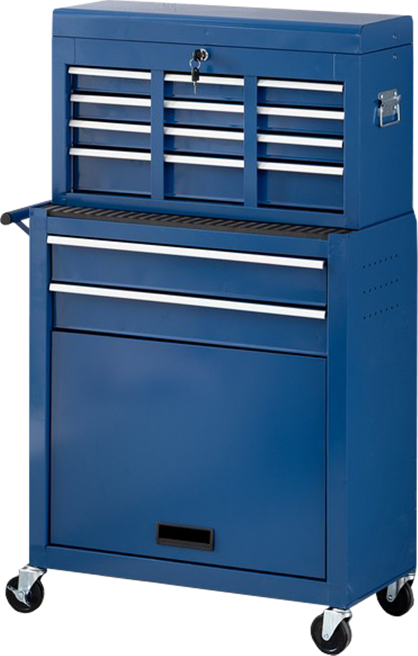 2 in 1 Werkstattwagen - blau, 7 Schubladen