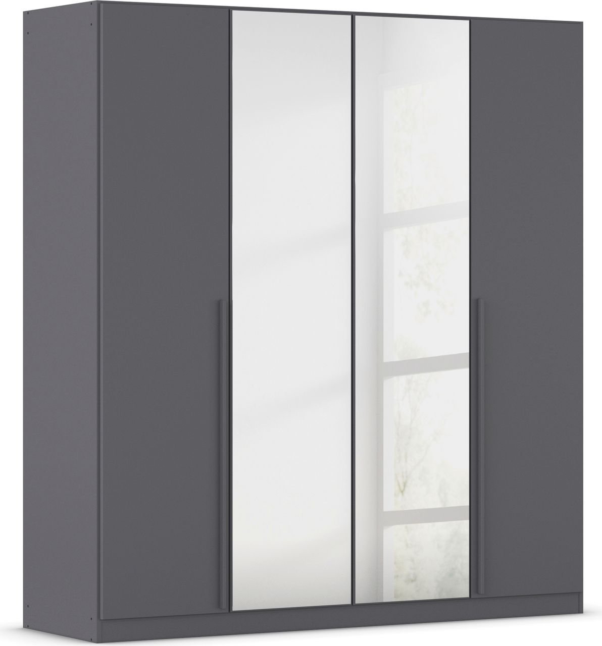 rauch Alba Kleiderschrank 4-türig, mit Spiegel, Farbe Grau metallic Breite 181 cm