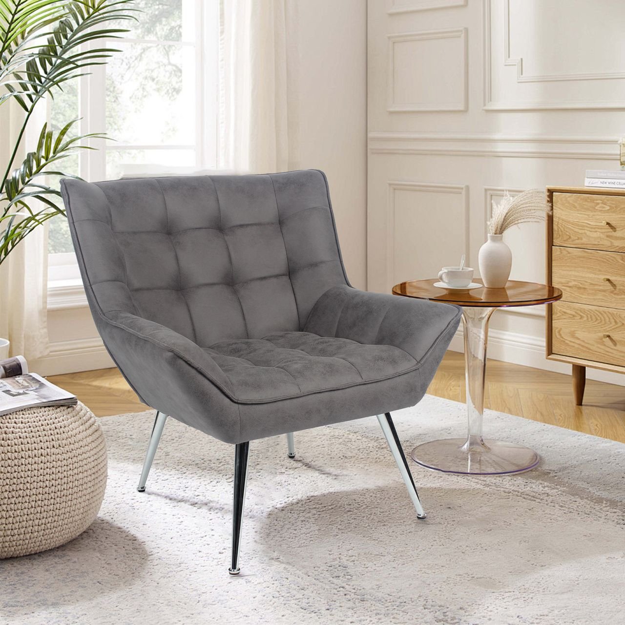 XXL Sessel Ohrensessel HWP65-GRA grau