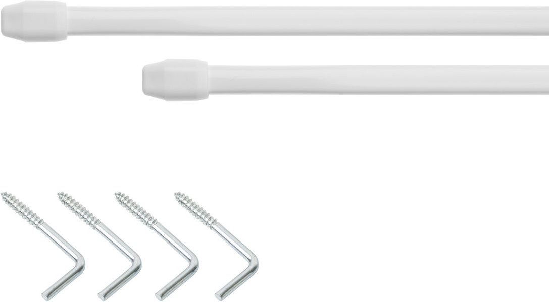 Vitragestange 11 mm, ausziehbar - Weiß, 2 Stück, 30 - 50 cm