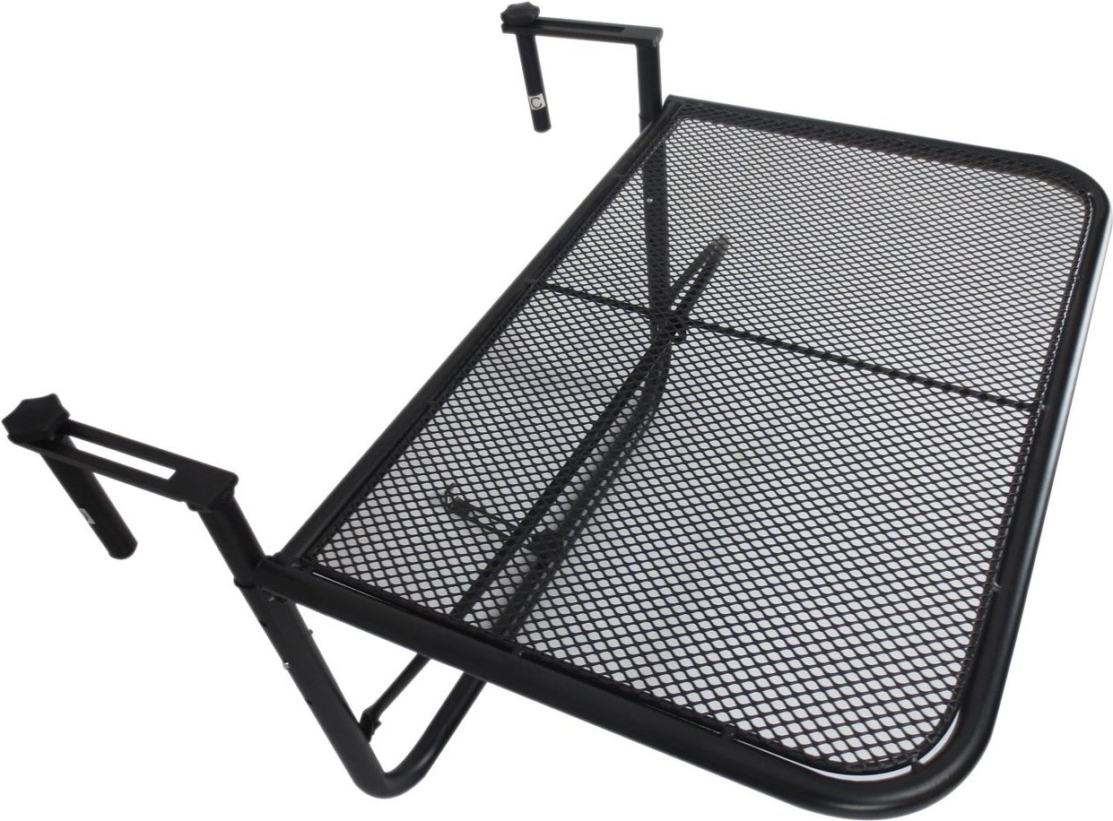 Balkonhängetisch Hängetisch höhenverstellbar viereckig Terrasse Metall Schwarz L60 x B56,5 x H45 cm