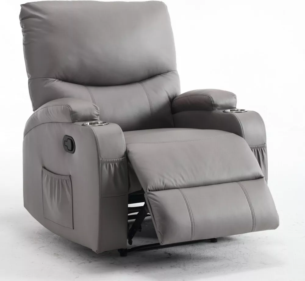 Relaxsessel mit verstellbare Rückenlehnen & Getränkehalter - Grau