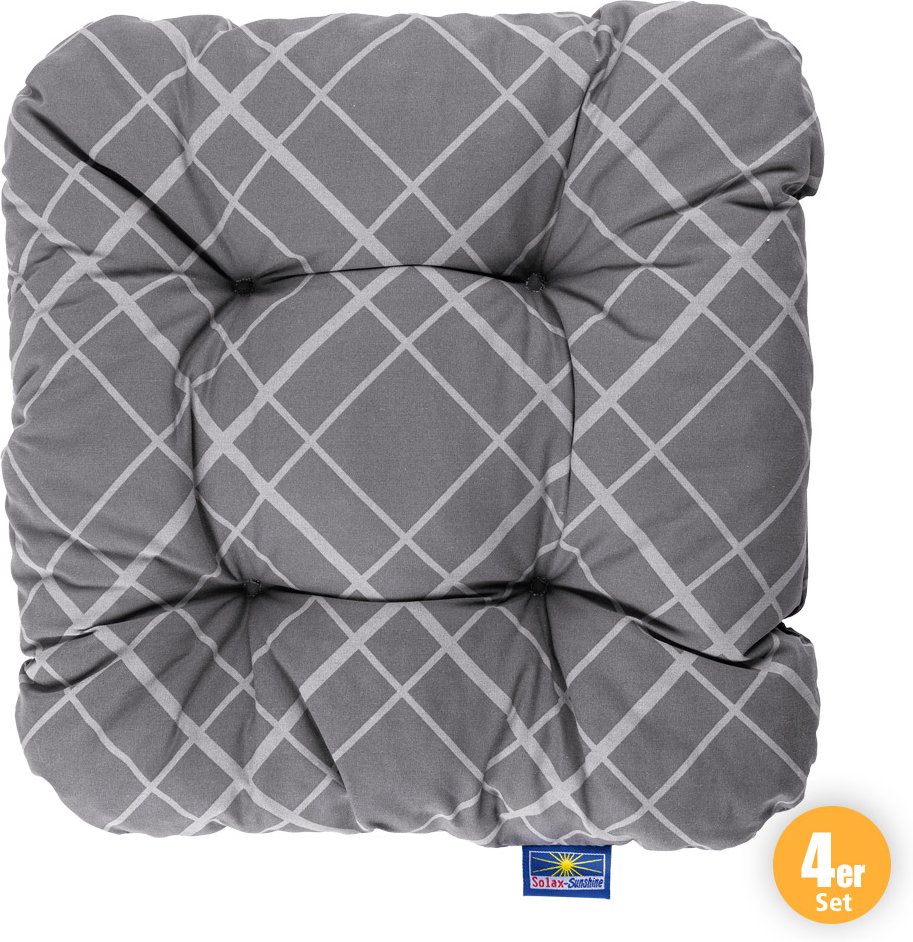 Sitzkissen, Karo schräg Anthrazit - 4er-Set