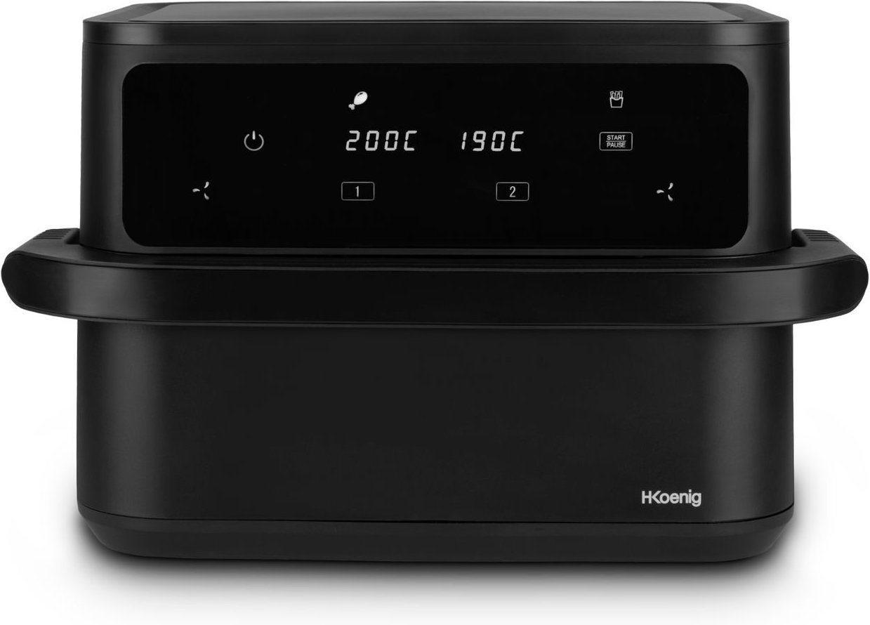 Heißluftfritteuse 10L (2x5L) FRY960, 8 Kochprogramme, Schwarz