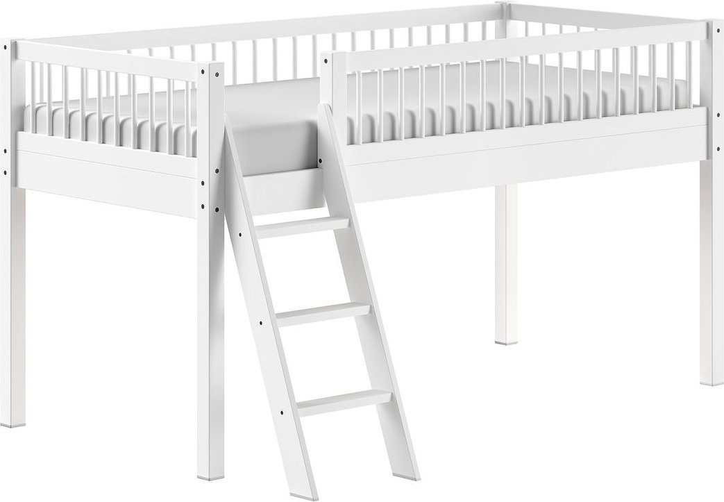 VIPACK - FAGUS weiß halbhohes Bett 90x200cm, inkl. Lattenrost, Buche massiv