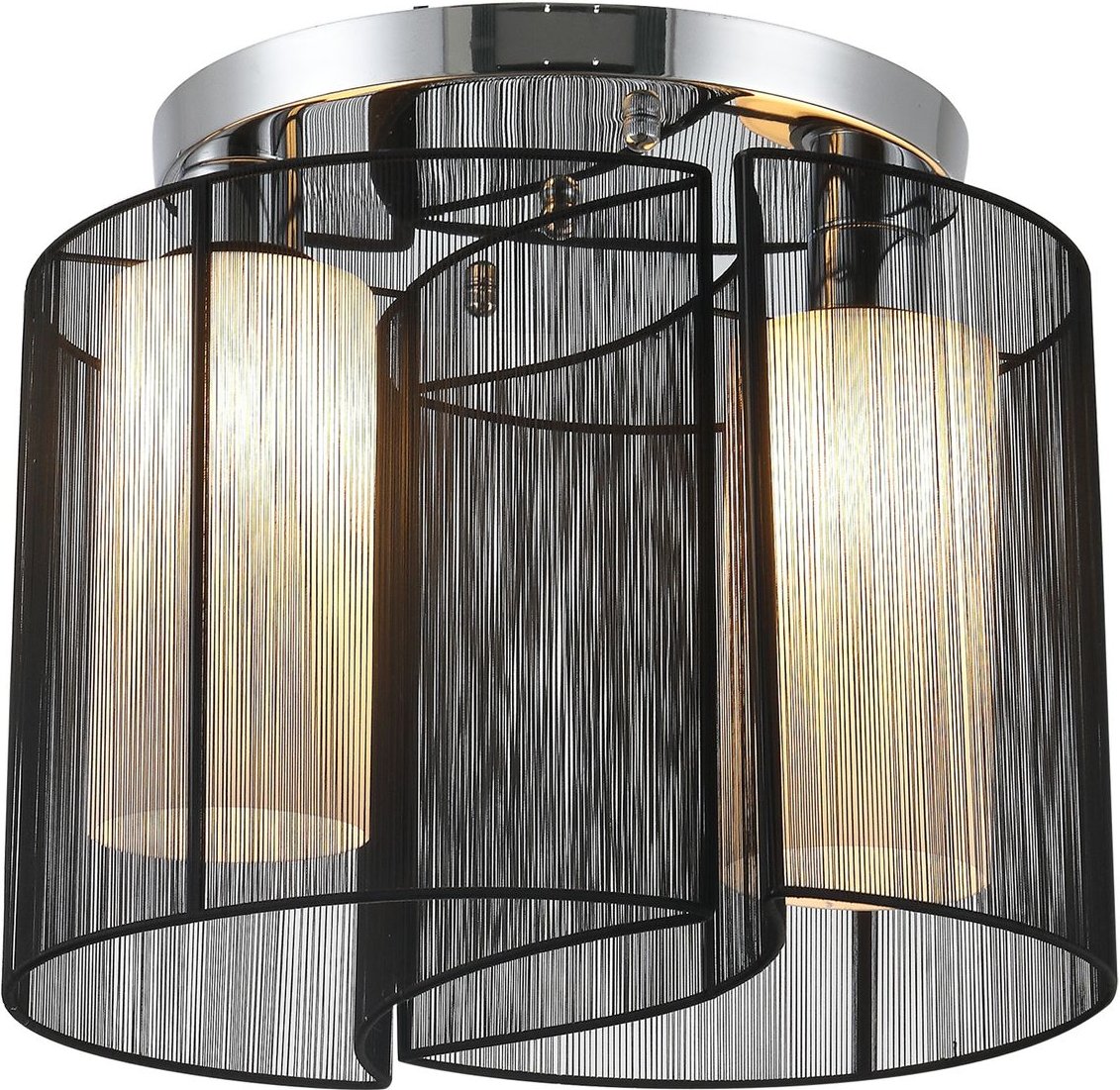 Deckenlampe vintage 2 flammig Deckenlicht 2x E27-Fassung Schwarz Ø47,5x33Hcm (Ohne Glühbirnen)