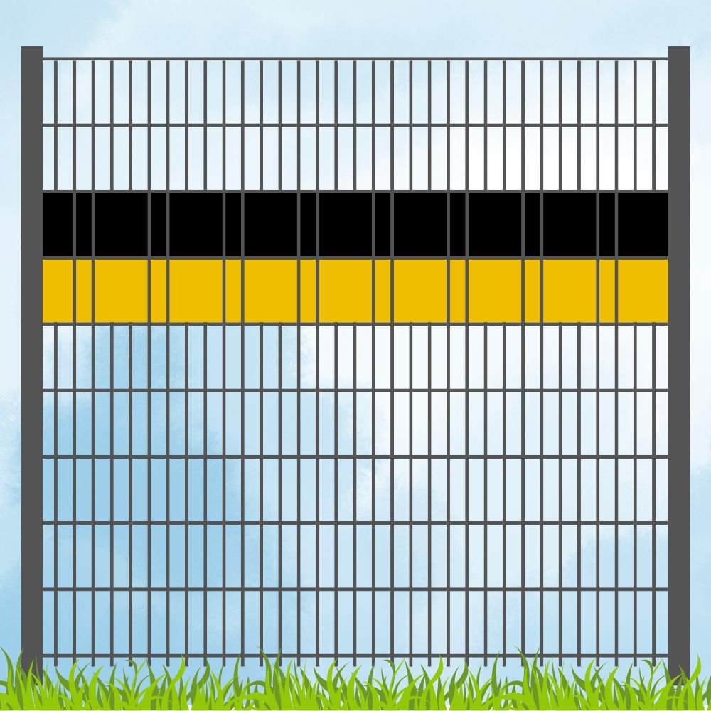 Sichtschutzstreifen Vereinsfarben Schwarz/Gelb Volle Streifenbreite