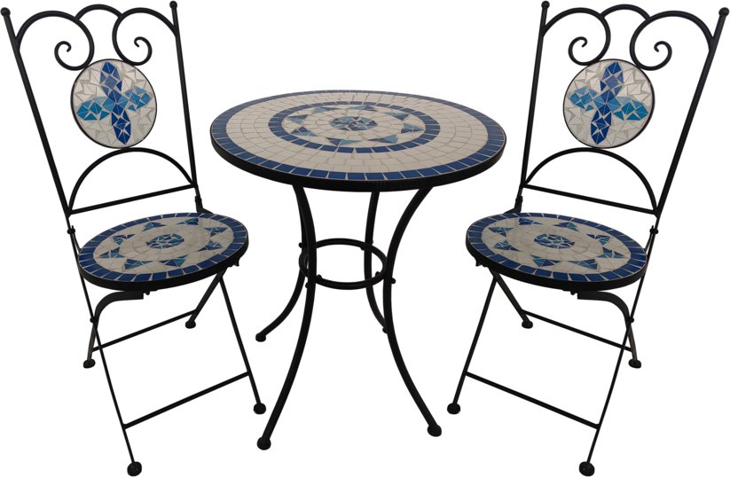 3.tlg Sitzgruppe Mosaik mit Tisch Ø 60 cm & 2 Stühlen FLORAL - Mehrfarbig