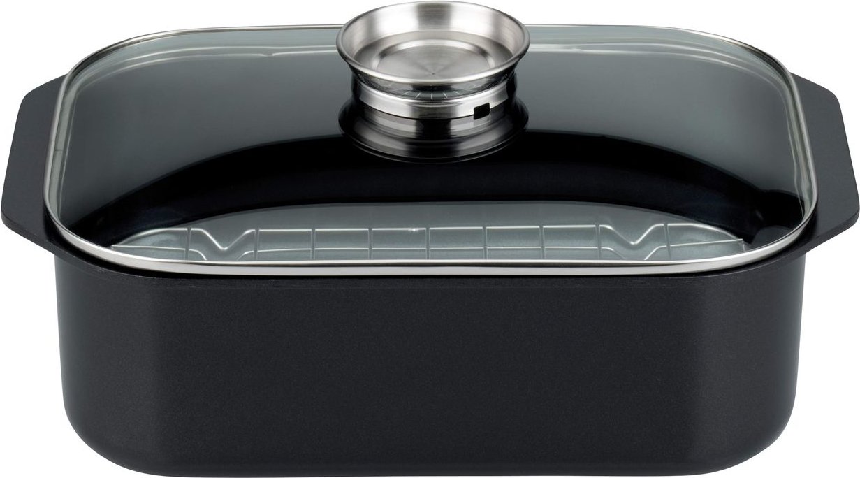 ELO Rechteckbräter 40x26cm mit Grilleinsatz und Glasdeckel mit Aromaknopf "Pure Trend"