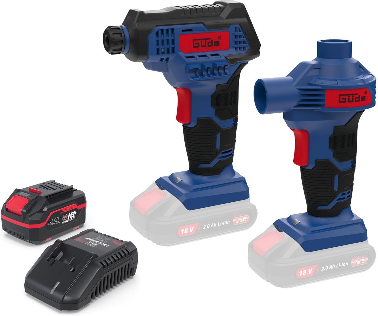 Güde Akku Kompressor u. Luftpumpenset KLS 18-0 inklusive Ladegerät & Akkupack Starter-Kit Set