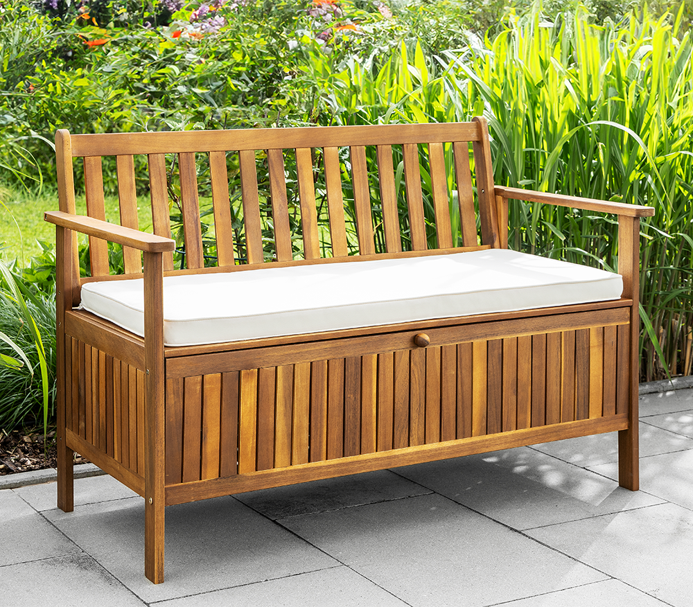 Sitzbank Aufbewahrungsbank mit Stauraum aus Akazienholz
