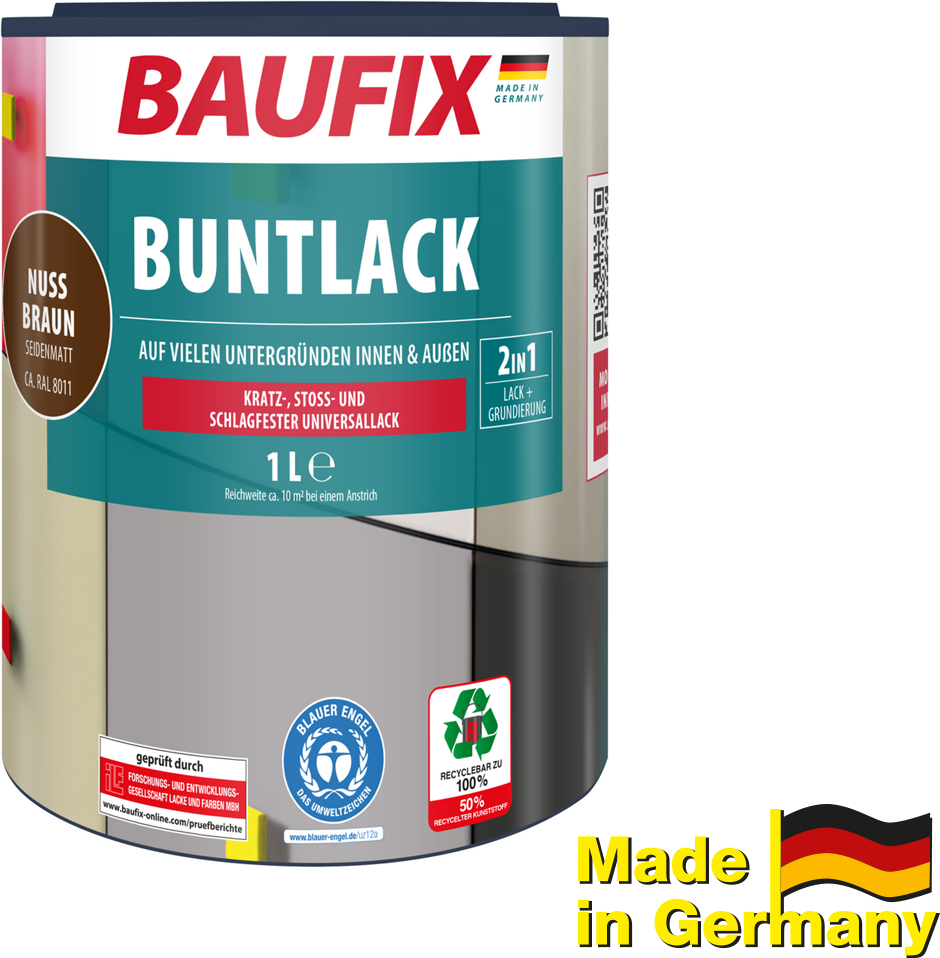 Buntlack seidenmatt nussbraun
