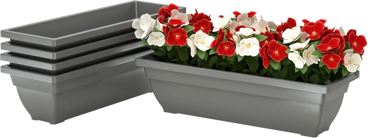 Blumentopf 5er-Set aus Kunststoff 59 x 21 x 16 cm stapelbar Blumentöpfe