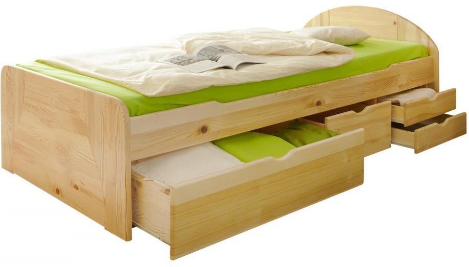 Schubkastenbett "Erna" Kiefer Natur 90x200