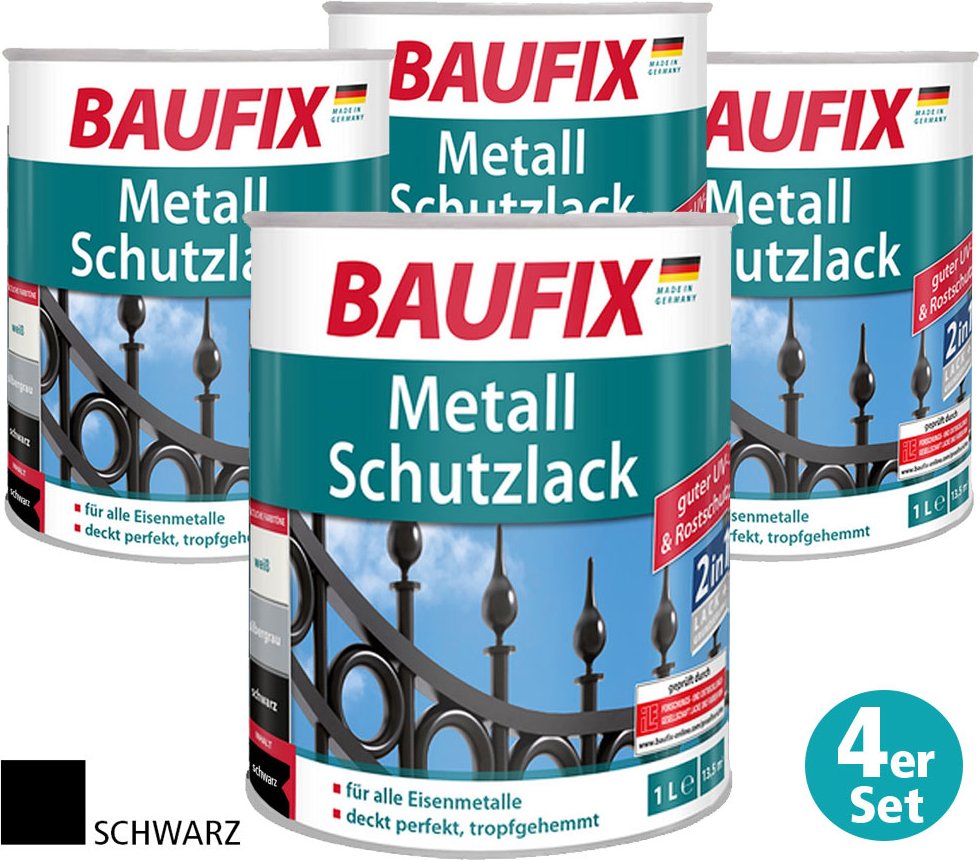 Metall-Schutzlack, Schwarz, 4er-Set