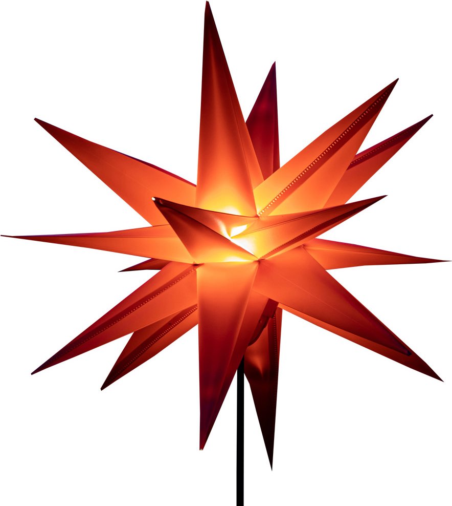 3D-LED-Leuchtstern mit Erdspieß - Rot