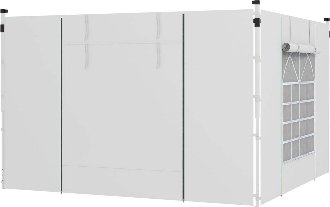 2 Seitenteile Seitenwände für 3x3/3x6m Pavillon mit Fenster, Tür, Weiß
