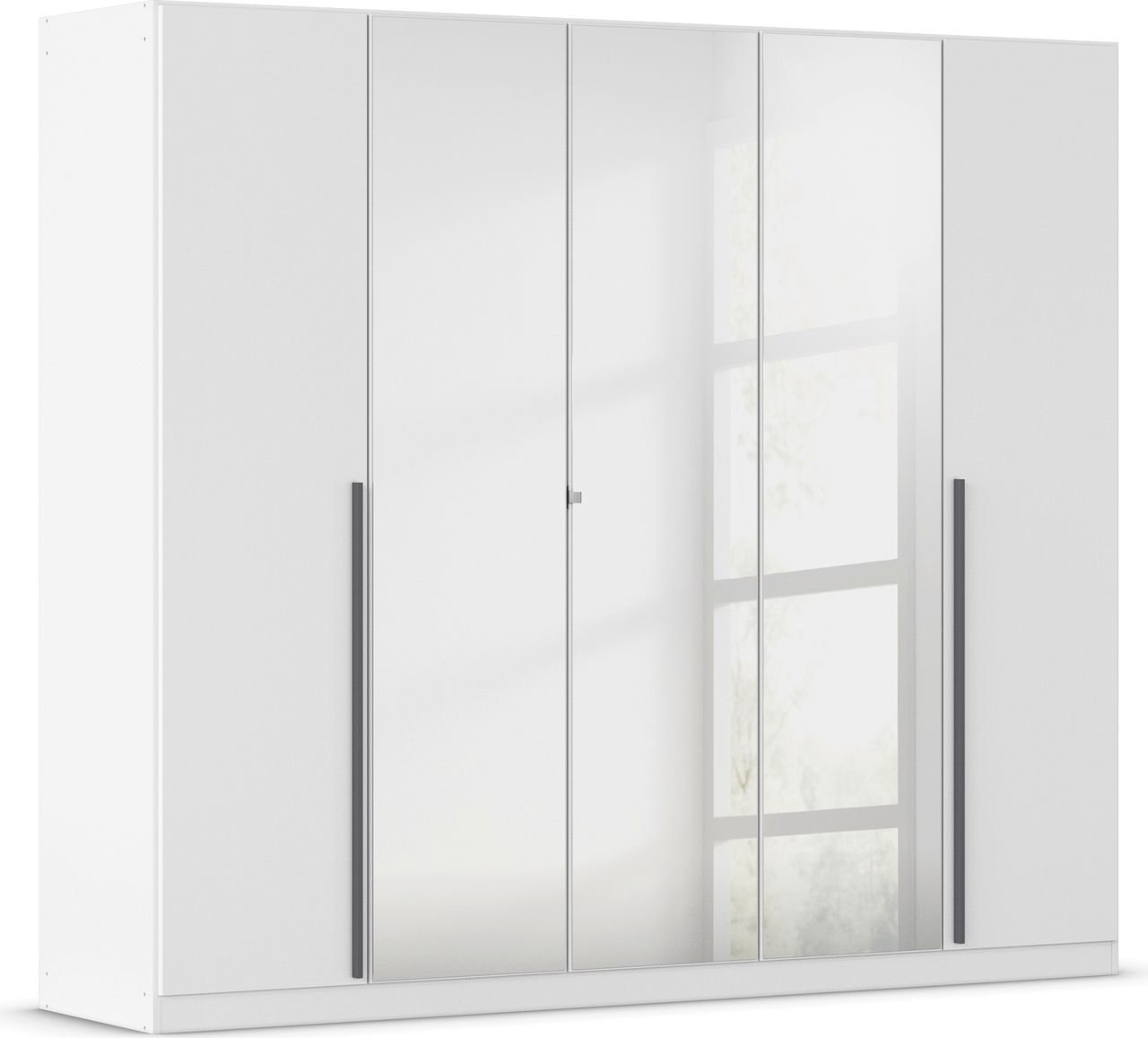 rauch Alba Kleiderschrank 5-türig, mit Spiegel, Farbe Weiß Breite 226 cm