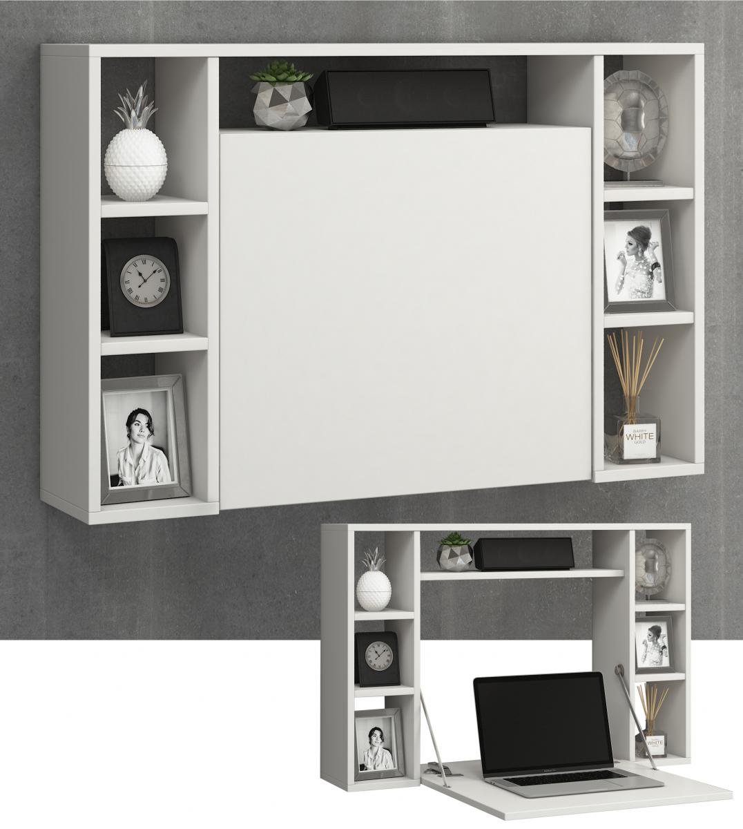 herausklappbare Laptoptisch mit 7 Ablagefächern "Wandila" Weiß