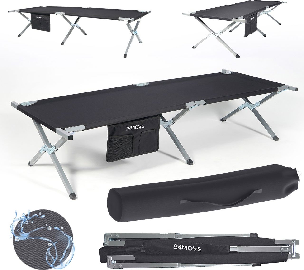 Thumbnail - Feldbett Campingbett bis 180 kg In-und Outdoor Camping faltbar, inkl. Tragetasche, 190 x 63 x 42cm