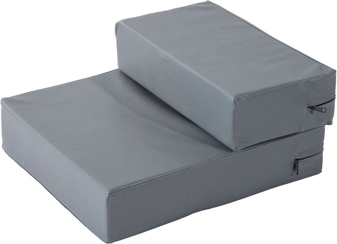 Tiertreppe Tierunterlage Klappbar Hundetreppe Treppe Unterlage für Katzen und Hunde Grau L45 x B39 x H20 cm