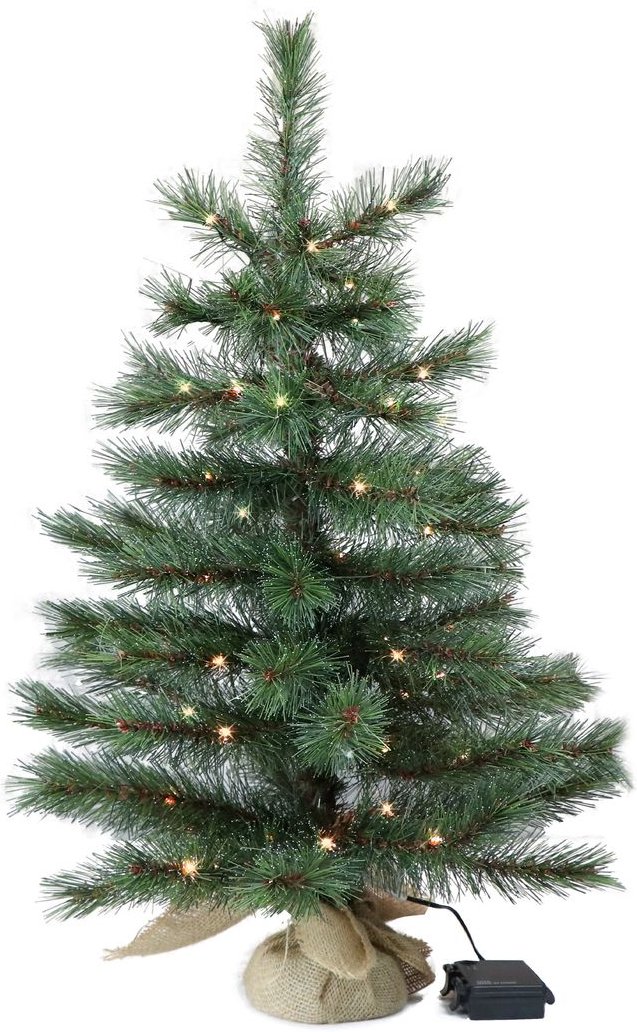 Kleiner Künstlicher Weihnachtsbaum 60 cm beleuchtet batteriebetrieben