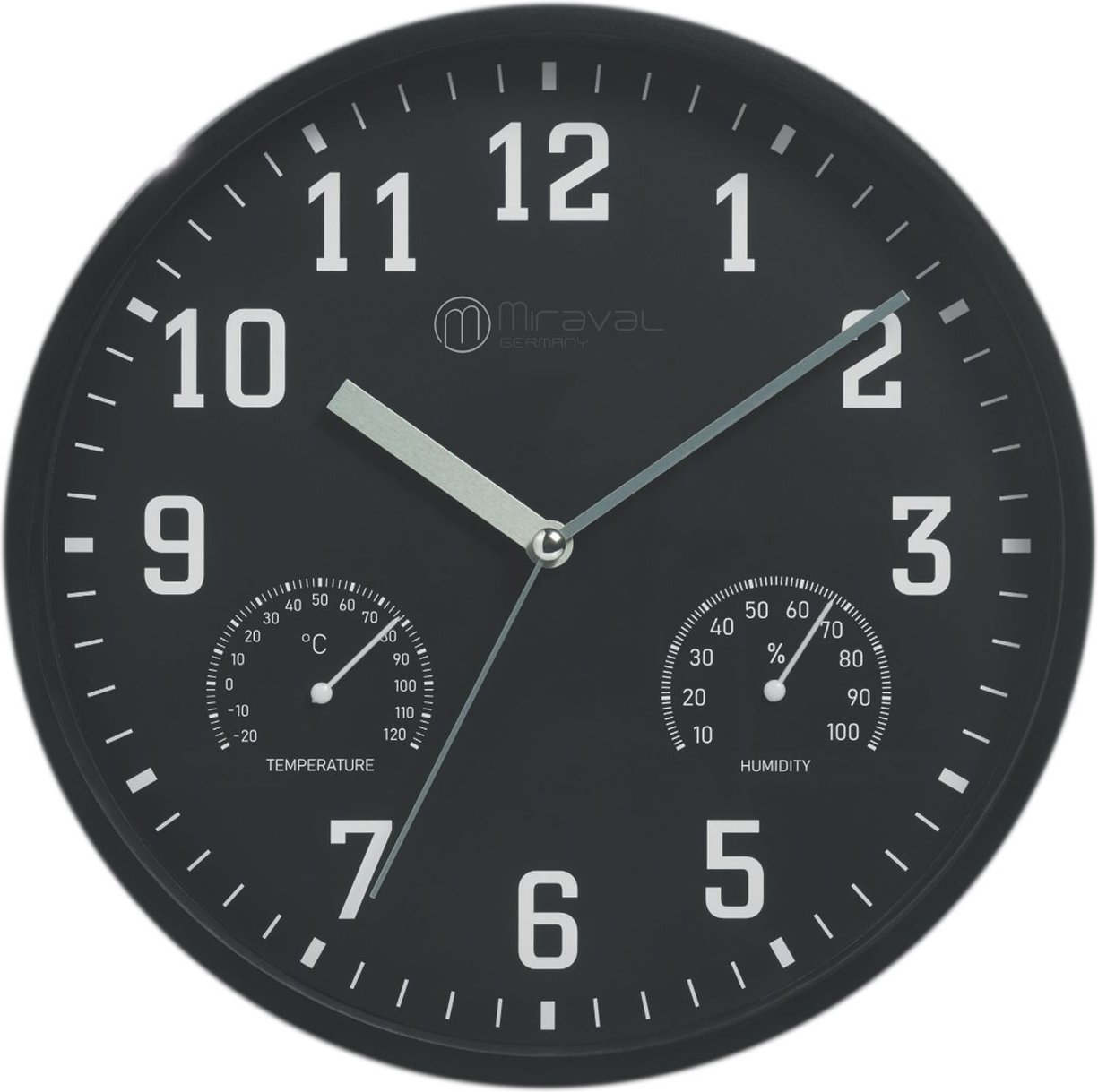 Wanduhr Thermometer Hygrometer 250 mm Küchenuhr Wohnzimmer Luftfeuchtigkeit