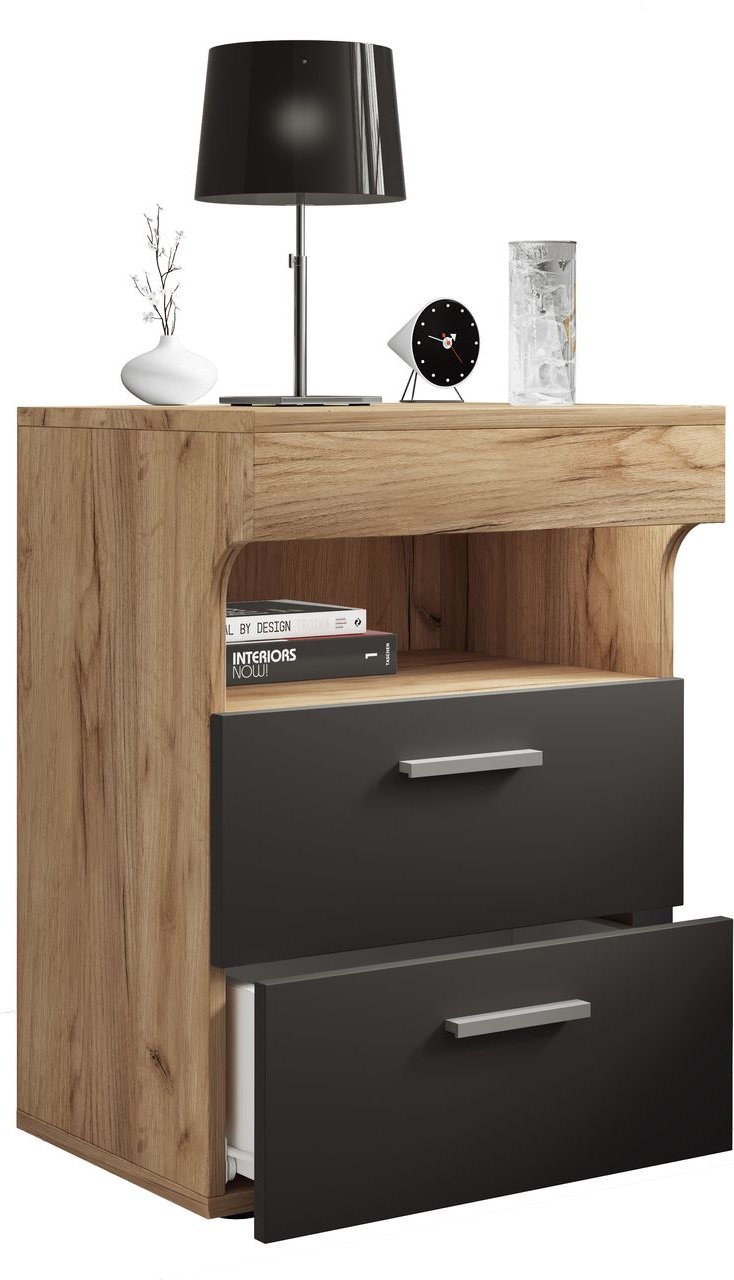 Nachttisch "Slepal L" Anthrazit/Honig-Eiche