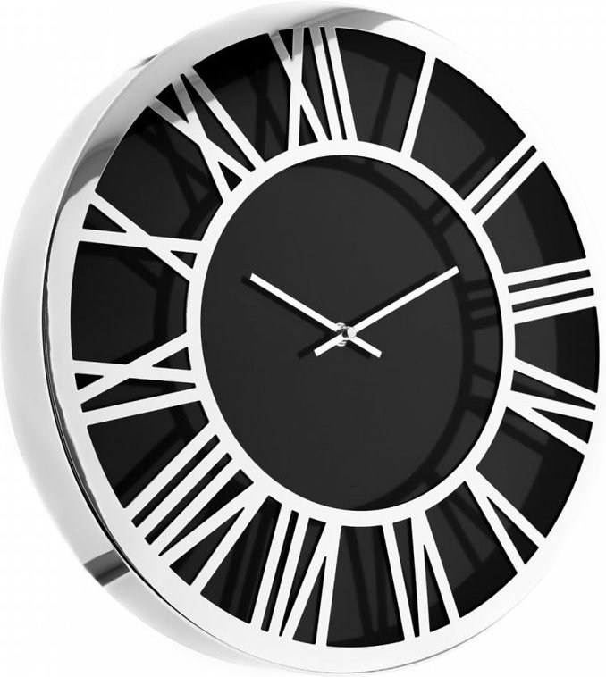 Elegante Wanduhr mit Römischen Ziffern in Schwarz/Silber - 40 cm