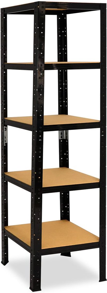 BLACK 180x60x60cm Schwerlastregal in schwarz mit 5 Böden