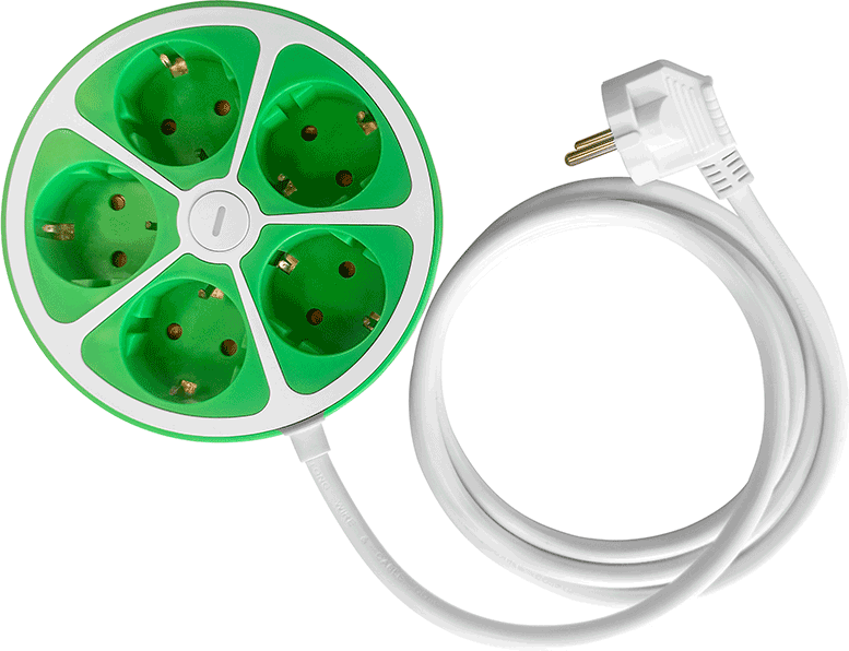 Farbige 5-fach-Steckdose - Weiß/Grün