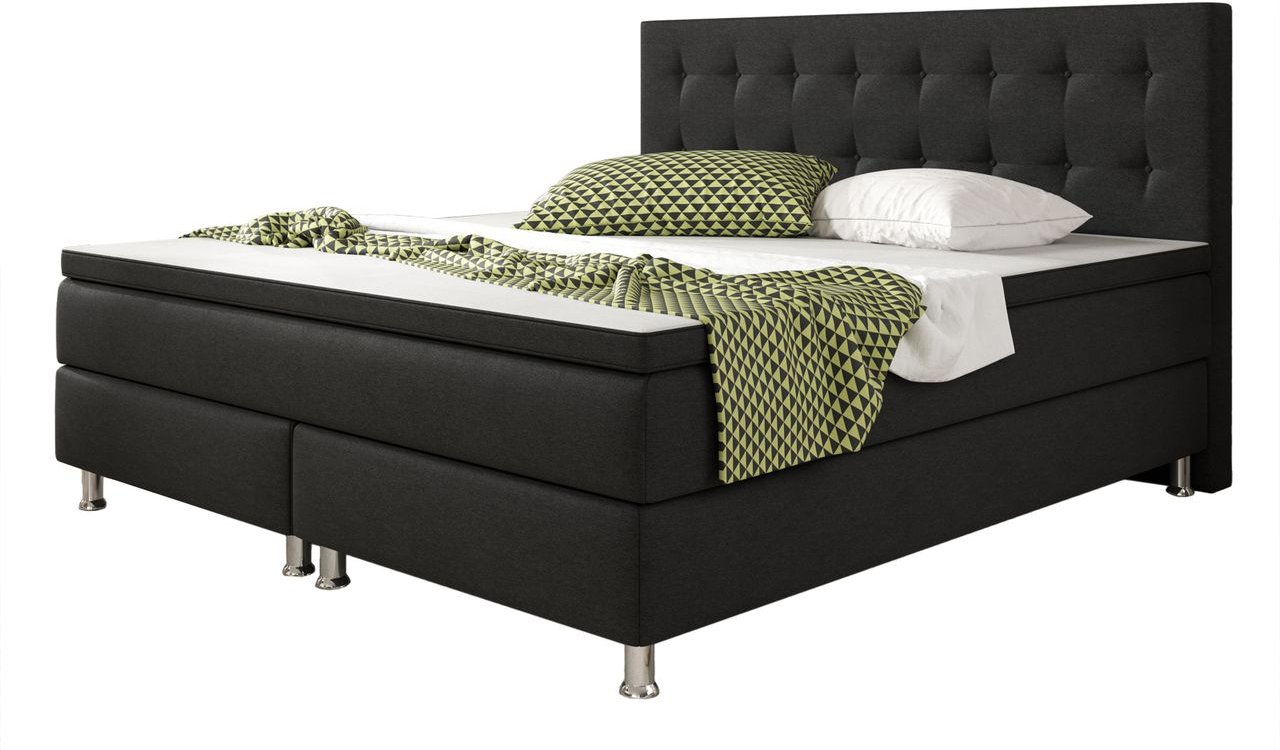 Boxspringbett Köln 180x200 Webstoff Schwarz