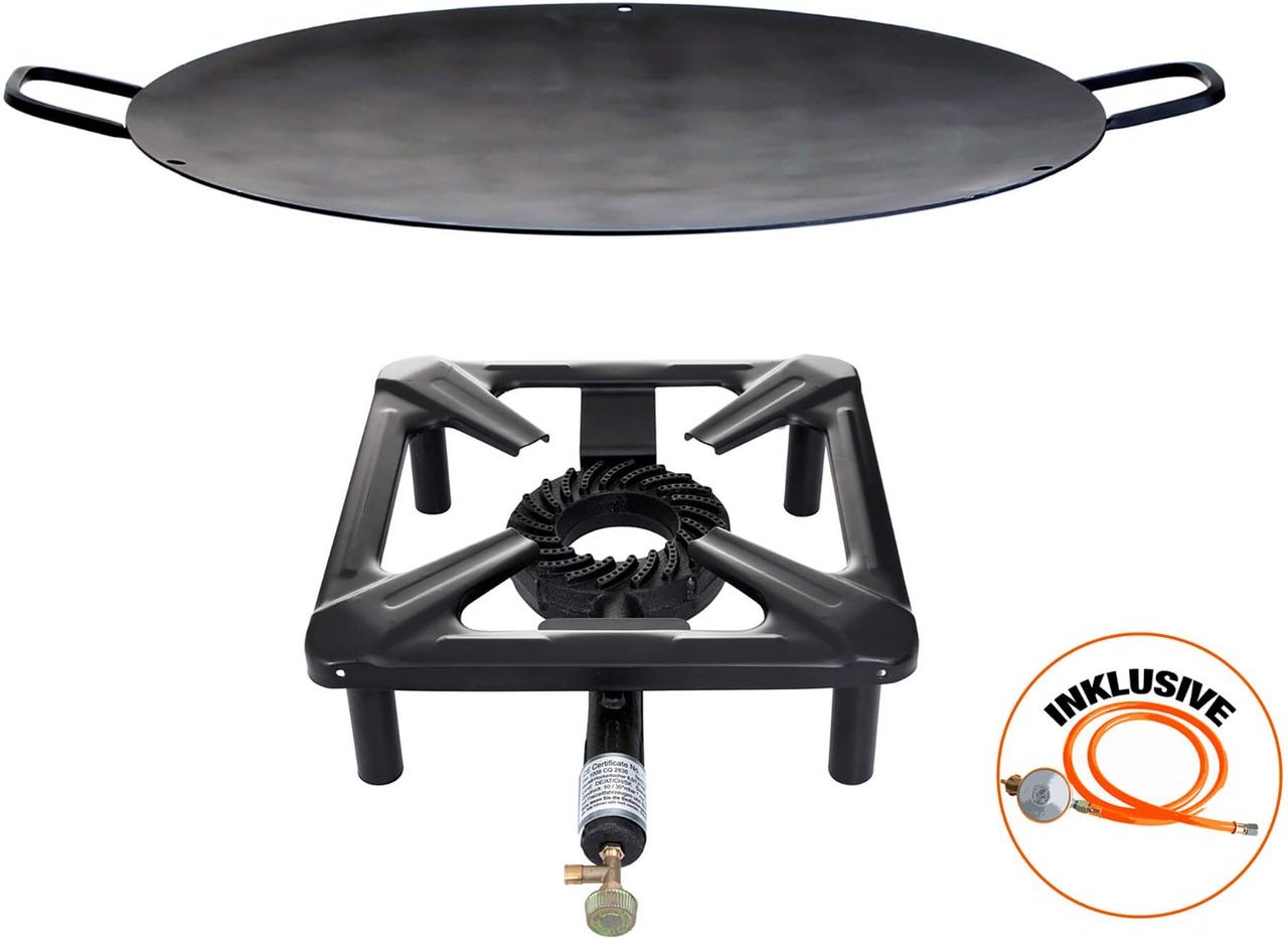 Hockerkocher-Set (klein) - ohne Zündsicherung - mit Eisen-Wok