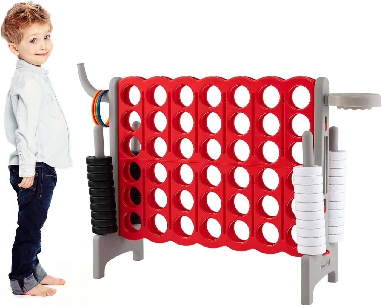 Riesiges 4 Gewinnt Spielset mit Basketballkorb und Wurfspiel