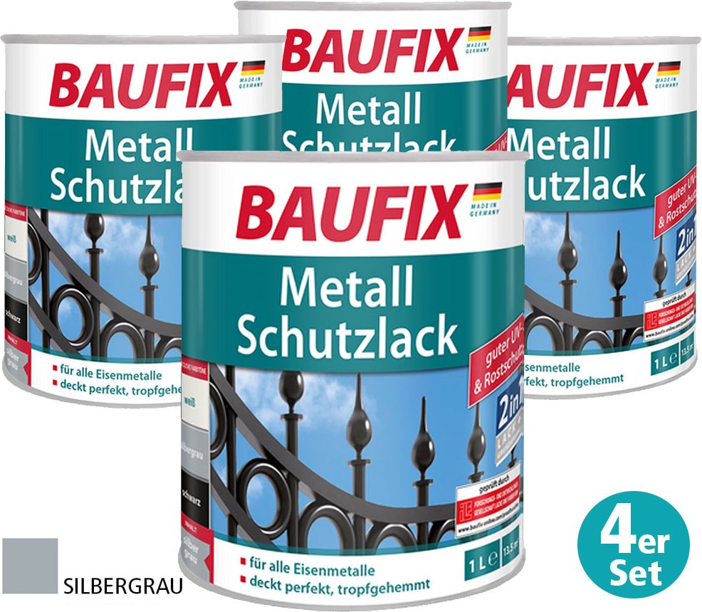 Metall-Schutzlack, Silbergrau, 4er-Set