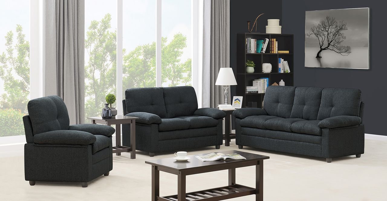 Sitzgarnitur 3tlg. gepolstert - Dunkelgrau