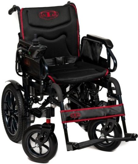 AT52332 Elektrischer Rollstuhl Schwarz aus Carbonstahl, 2x 250 Watt
