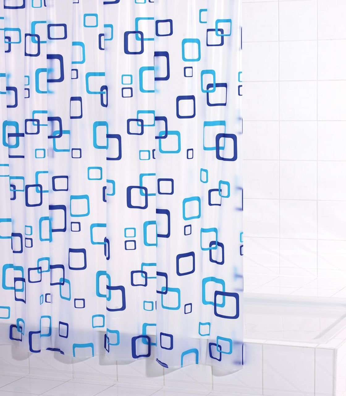 Duschvorhang Folie Retro ca. 180x200 cm, semitransparent-blau, 100% PEVA