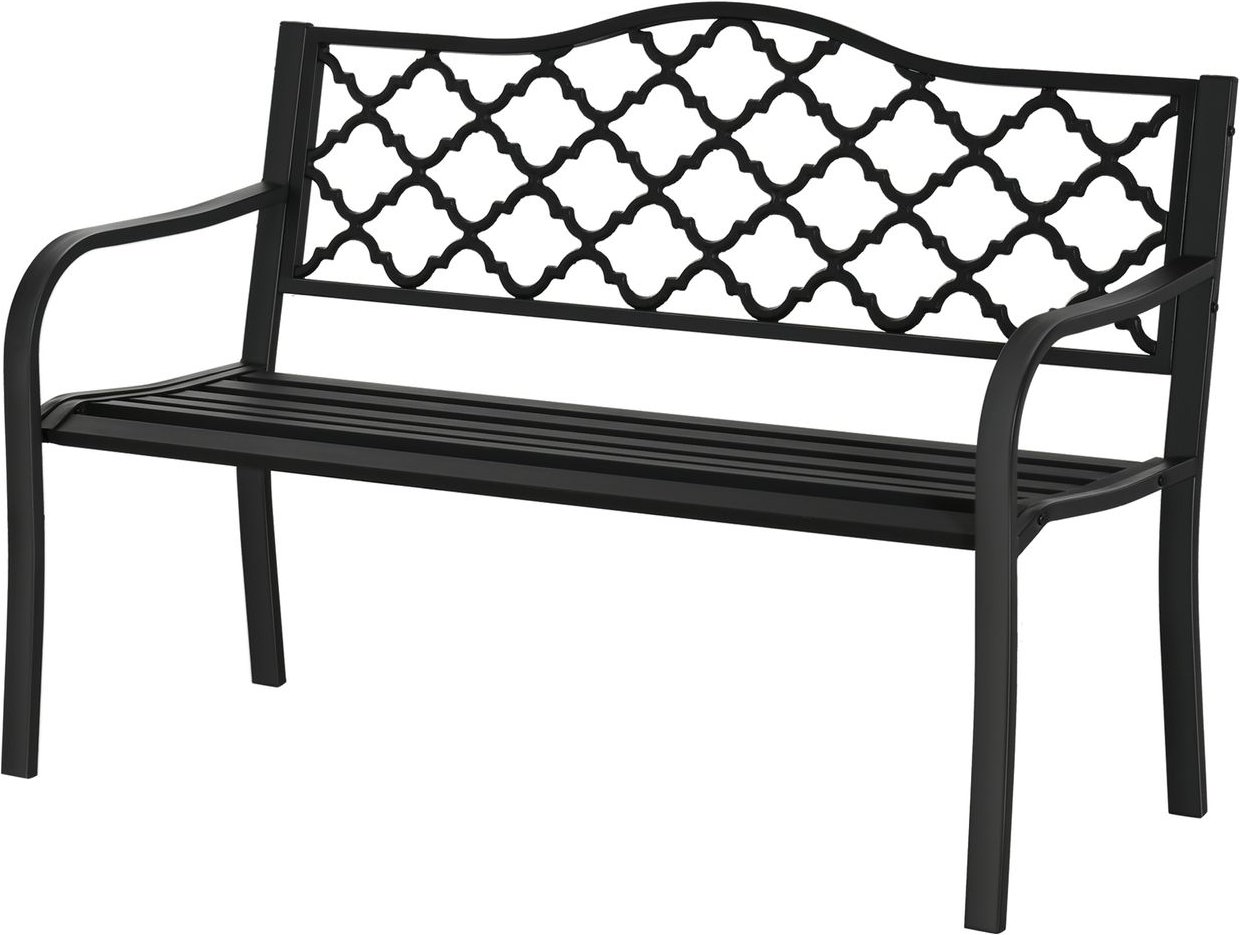 Gartenbank 2-Sitzer Terrassenbank Schwarz 128 x 58,5 x 89 cm