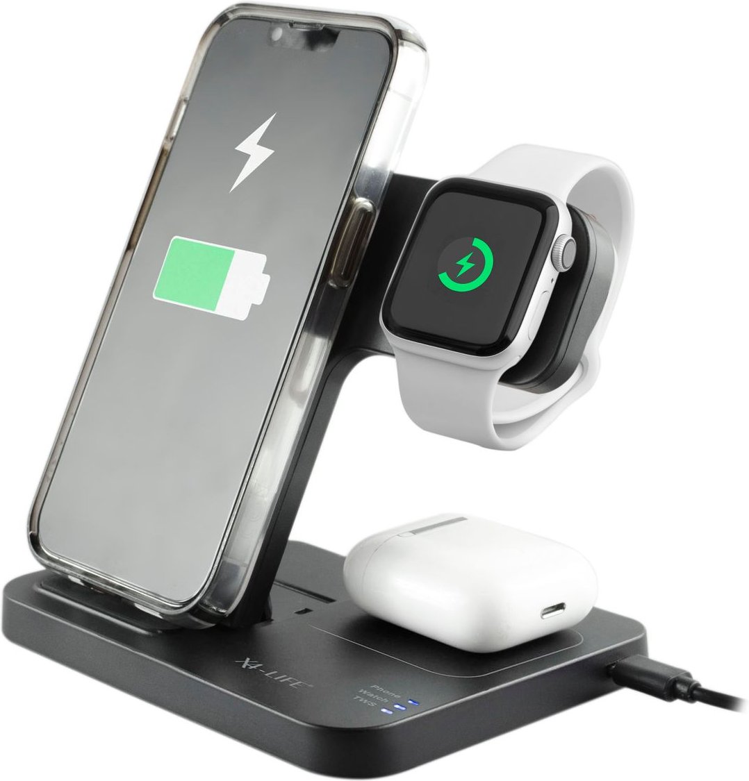 3 in 1 faltbare Ladestation 15W schwarz