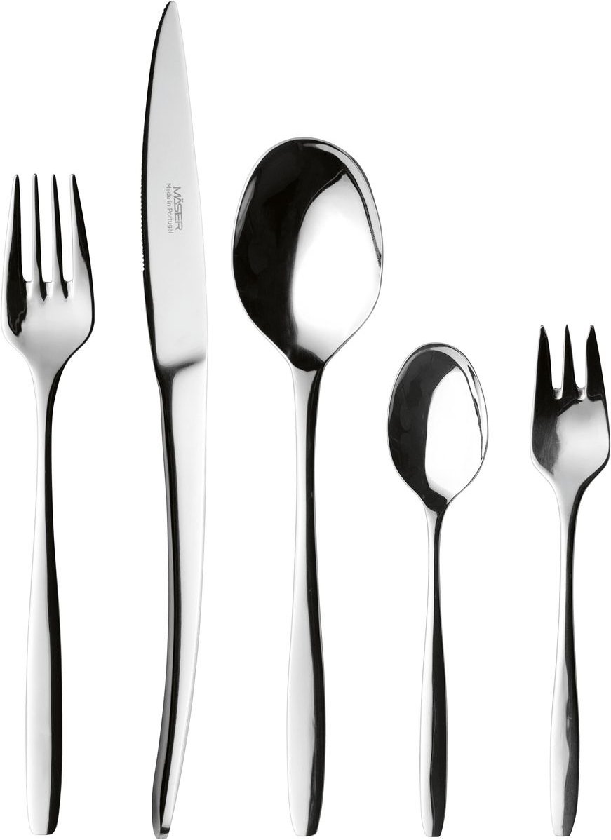 Serie NIGRAN, Besteck-Set, Edelstahl Besteck-Set für 6 Personen, Silber