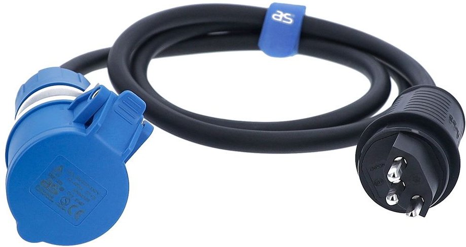 Adapterkabel 1,5 m Schweizer Stecker Typ 23 auf CEE Kupplung, Außenbereich IP44