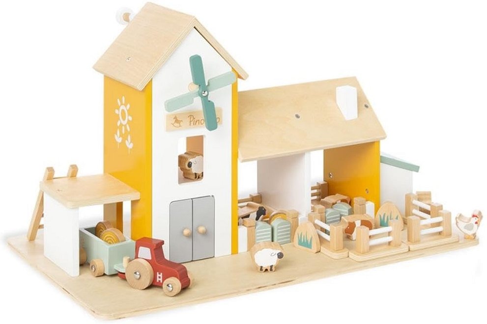 Pinolino Spielwelt Bauernhof „Henri“ – Holzspielzeug mit Figuren & Zubehör