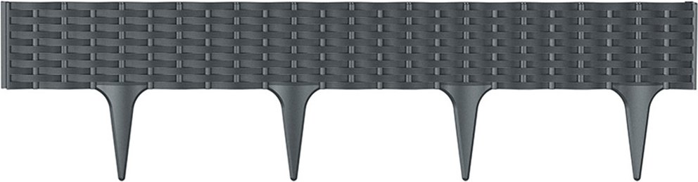 Beetumrandung Rattan Optik, ca. 3,9 m, Anthrazit